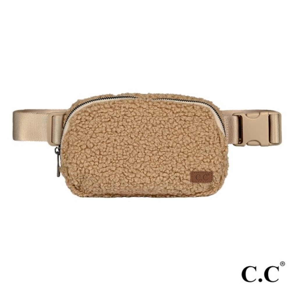 C.C Cozy Tan Sherpa Belt Bag